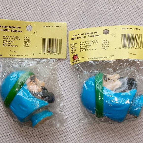 🎯 10 for $10 / 2 Vintage Crafting Wise Men Plastic Doll Heads Doll Craftin' - Picture 4 of 9